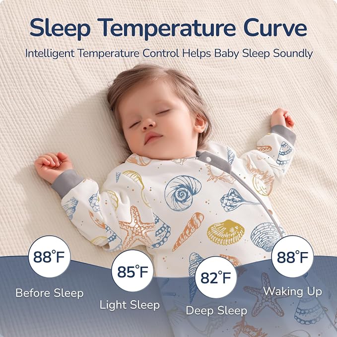 Baby Sleep Sack 6-12 Months, Cotton Detachable Long Sleeve Sleep Sack, 1.0 Tog - Image 5