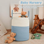 Large Woven Laundry Basket Hamper, 60L Cotton Rope Storage Bin - Image 2