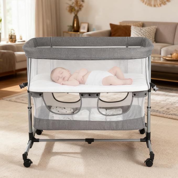 Bassinet Bedside Sleeper, 3-in-1 Baby Bedside Bassinet, 5 Height Adjustable by Unknown