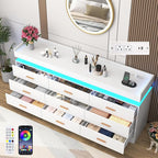 9 Drawer Dresser with LED Light and Charging Station, Wide Drawer Organizer - Image 3