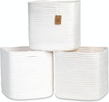 NaturalCozy 13 Inch Cube Storage Bins Cotton Rope Woven Baskets by NaturalCozy