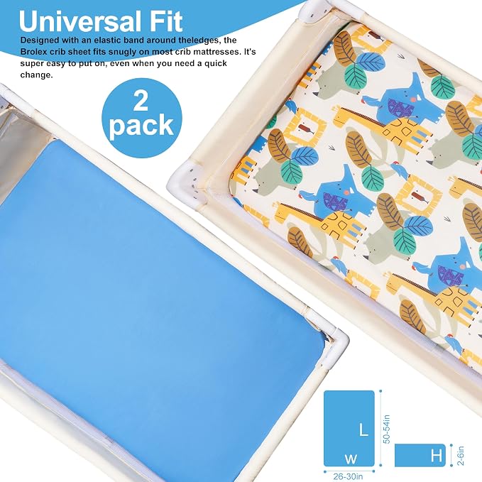 TILLYOU Mini Crib Sheets Fitted 2 Pack, Pack and Play Sheets - Image 6