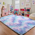 ONASAR Rainbow Rugs for Girls Bedroom, 5x8 Washable Fluffy Bedside Throw Area - Image 8