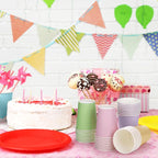 URATOT 120 Pieces 9 Ounce Disposable Paper Cups Pastel Rainbow Party Cups - Image 6