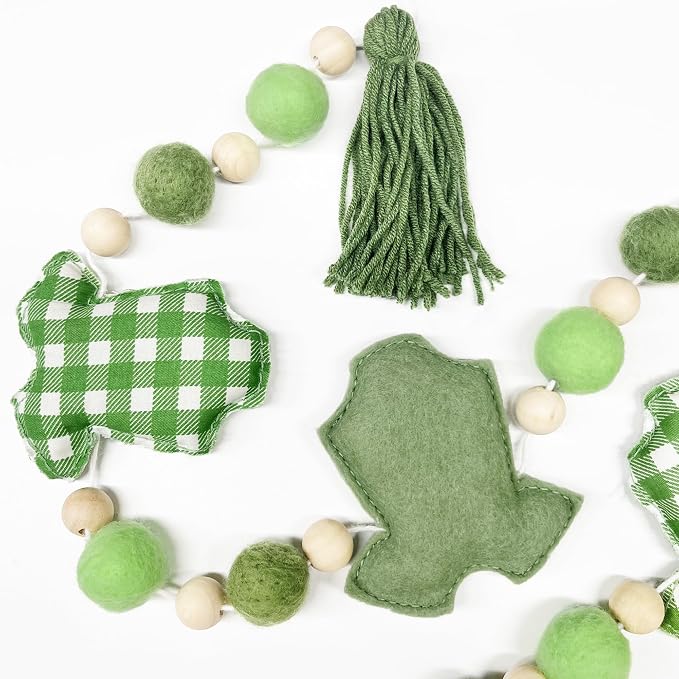 Sage Green Plaid Baby Clothes Decorations Pre-Strung Handmade Felt Baby Clothes - Image 3
