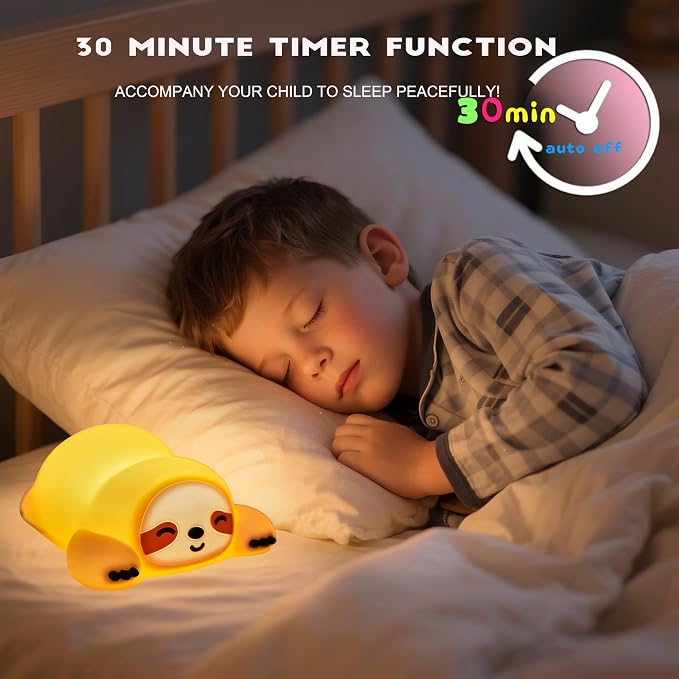 DREAMING MY DREAM Night Light for Kids, Squishy Sloth Night Light, LED Novelty - Image 4
