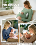 4 Pack Women's Nursing Breastfeeding Tops, Long Sleeve Maternity Shirts Loose - Image 2