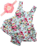 Baby Girl's Floral Print Ruffles Romper Summer Clothes by PrinceSasa