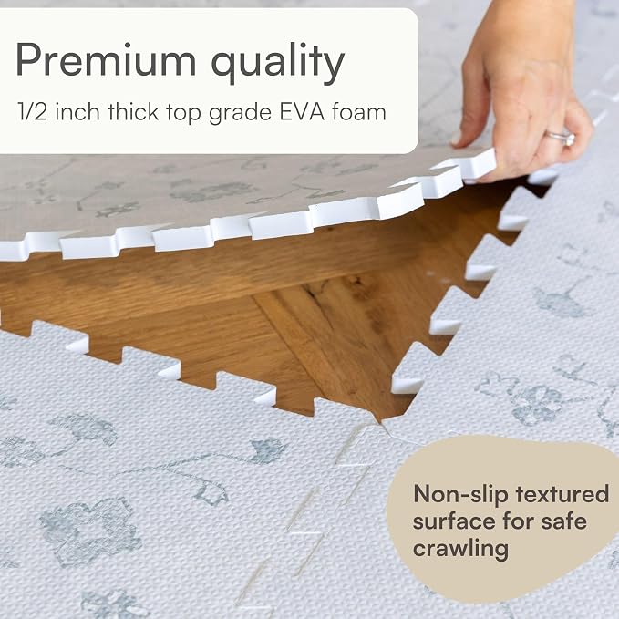 Lillefolk Baby Play Mat for Floor – 6x8ft Vintage Gray | Soft Non Toxic Premium - Image 5
