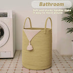 Large Woven Laundry Basket Hamper, 60L Cotton Rope Storage Bin - Image 5