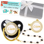Custom Pacifier with Name, Personalized Pacifier Clip Set with Gift Box by Munchewy
