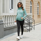 GINKANA Maternity Women's Long Sleeve Shirt Half Zipper Lapel Lightweight - Image 5