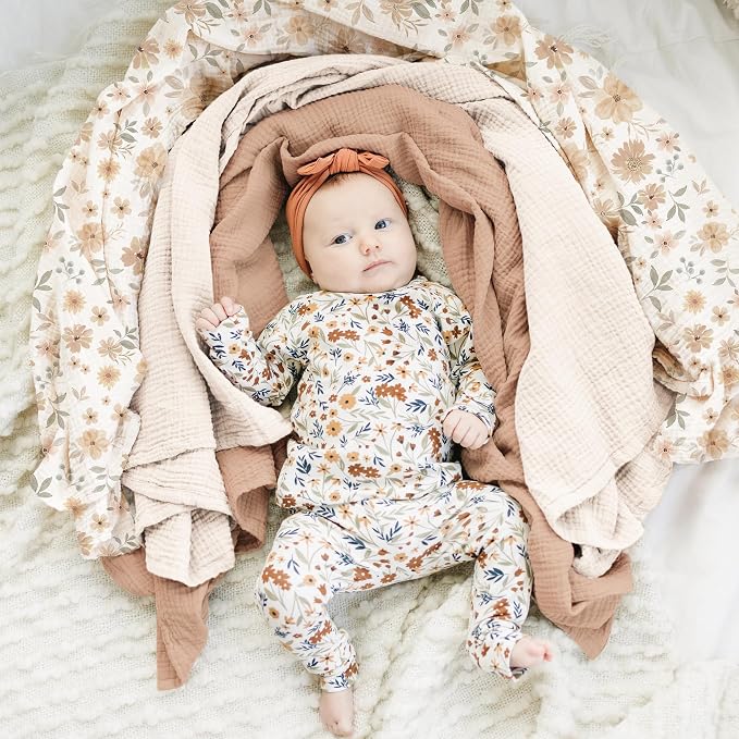 Konssy 3 Pack Muslin Swaddle Blankets - Image 2