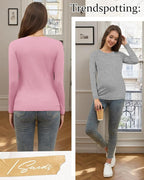 Riyiper 3 Pack Women's Maternity Shirts Long Sleeve Ribbed Knit Pregnancy Tees - Image 4