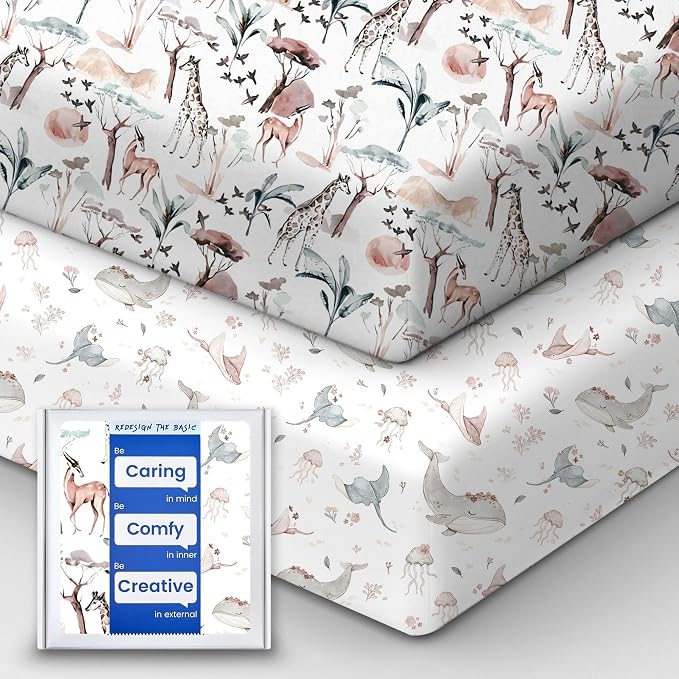 Pack and Play Sheets Fitted, Ultra Soft Mini Crib Sheets Girl, Premium Jersey by TotBasic%7CRedesigntheBasic