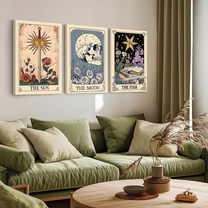 Tarot Card Wall Art Sun Moon Canvas Wall Decor Mystical Astrology Wall Art Boho - Image 5