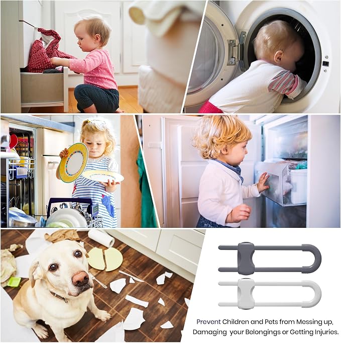 Jetec 10 Pieces Cabinet Locks for Babies, U-Shaped Proofing Drawers Safety - Image 4