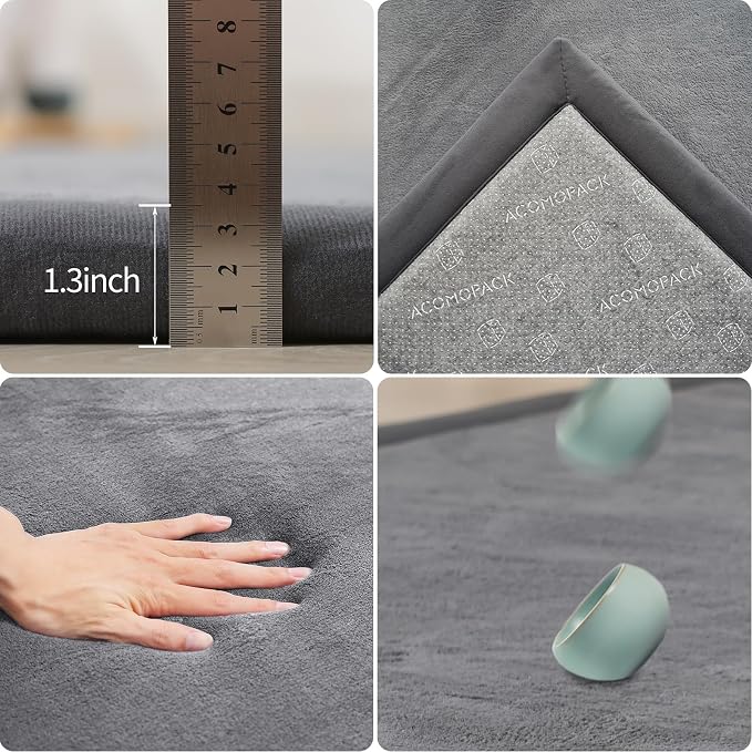 ACOMOPACK Baby Play Mat for Floor 1.3" Thick Memory Foam 50x50 Soft Velvet - Image 3