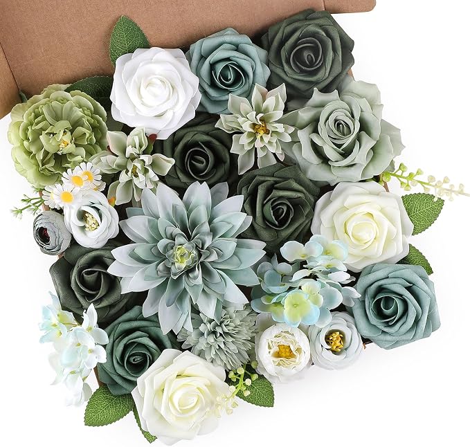 AGIRL Artificial Flowers Combo Silk Mix Green Fake Flower by AGIRL