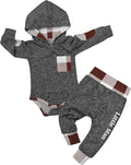 Fommy Newborn Baby Boy Clothes Plaid Letter Print Long Sleeve Hoodies + Long by Fommy