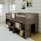 Max & Lily Modern Farmhouse Low Loft Bed, Twin Bed Frame by MaxLily