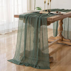 6Pcs Forest Green Gauze Rustic Cheesecloth Table Runner 120 Inch 10 FT - Image 2