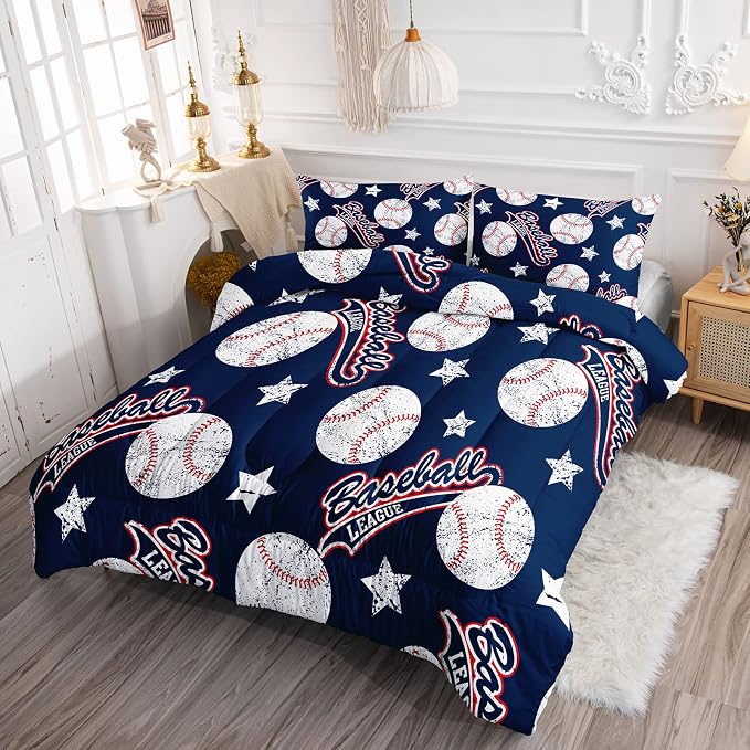 QOOMO 3D Baseballs Comforter Full Size, Down Alternative, Soft and Lightweight - Image 2