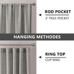 Tollpiz Linen Curtains Bedroom Rod Pocket Semi Sheer Curtain Burlap Light - Image 5