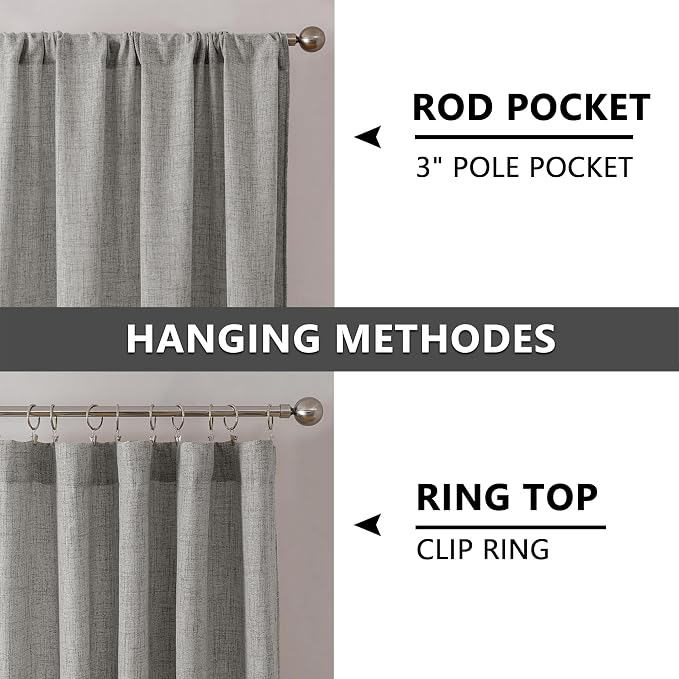 Tollpiz Linen Tier Curtain Rod Pocket Semi Sheer Half Kitchen Curtains Burlap - Image 5