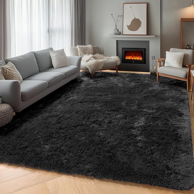 ONASAR Black 6x9 Area Rugs for Living Room Bedroom, Large Fluffy Washable Soft by ONASAR