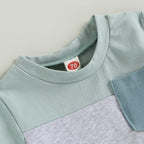 Rtnnsbbfcm Newborn Baby Boy Summer Clothes Short Sleeve Color Block Front - Image 4