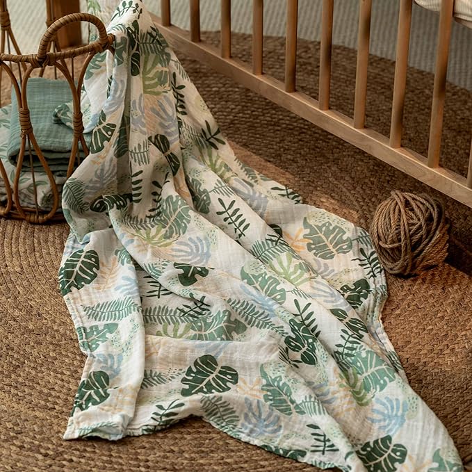 Muslin Swaddle Blankets for Newborn, 4 Pack Organic Cotton Baby Blankets Neutral - Image 5