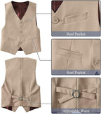 Boy's Suit Formal Slim Fit 5 Pieces Suit Set Blazer Vest Pants - Image 4