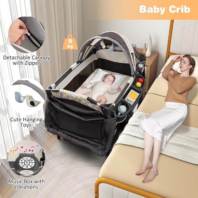 BABY JOY 4 in 1 Pack and Play, Portable Baby Playard - Image 3