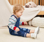 Baby Boy Clothes Set Infant Boy's Long Sleeve Romper+Dinosaur Denim Overalls - Image 7