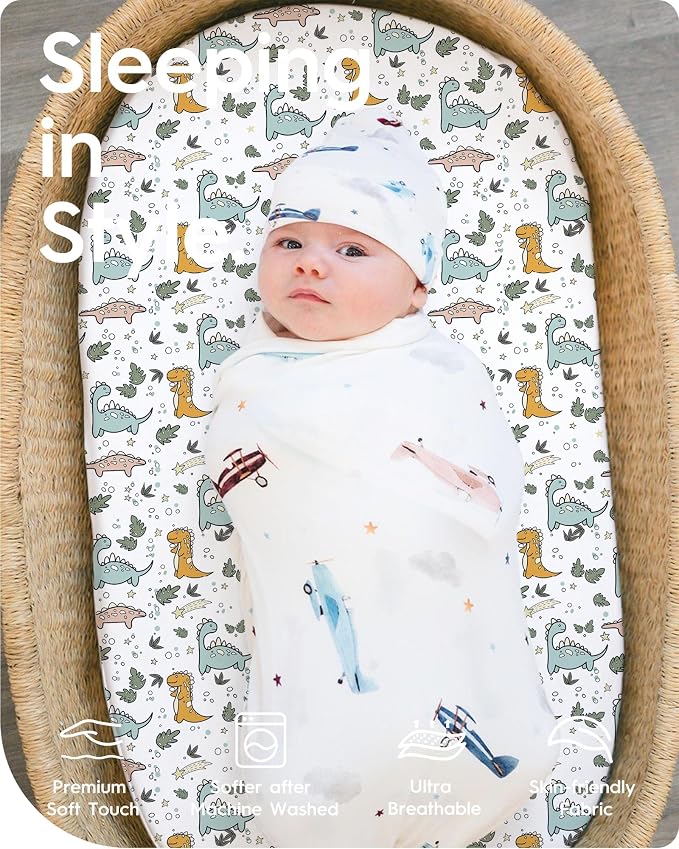 Bassinet Sheets for Baby Boy Girl, TotBasic Buttery Soft Universal Bassinet - Image 5