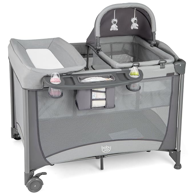 BABY JOY 4 in 1 Pack and Play, Portable Baby Playard by BABYJOY
