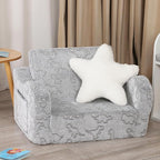 Dinosaur Glow in The Dark Toddler Couch, 2-in-1 Toddler Soft Couch Fold Out - Image 2