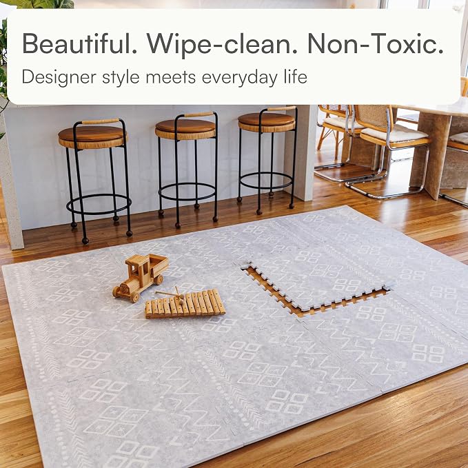 Lillefolk Baby Play Mat for Floor – 6x8ft Gray | Soft Non Toxic Premium EVA - Image 2