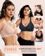 OEAK Womens Deep V Bras Wireless Comfortable Bra Supportive No Underwire Bras - Image 5