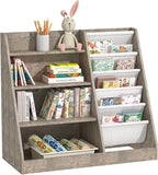 4 Tier Kids Bookshelf Wooden, Five Layer Sling Children Bookcase, Baby Toddler by HedoAjim