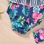 Toddler Baby Girls Ruffles Bikini One Piece Swimsuits Floral Off Shoulder - Image 4