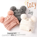 FURTALK Baby Winter Knitted Beanie Hat Soft Warm Lined Pom Pom - Image 2