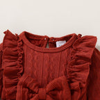 Happy Town Baby Girl Romper Infant Fall Winter Clothes Ruffle Sweater Long - Image 4