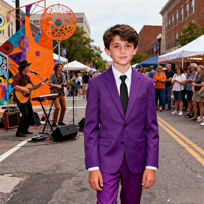 Boys Formal Suit Set 4 Pieces Kids Tuxedo Ring Bearer Outfit - Image 7