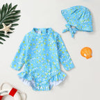 Infant Baby Girl Swimsuit One-Piece Long Sleeve Rash Guard - Image 2