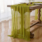 Moss Green Cheesecloth St Patricks Day Table Runner Gauze 120 Inch 10 FT Rustic - Image 2