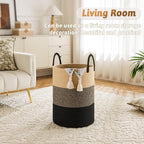 Laundry Basket, Woven Cotton Rope Laundry Hamper, 40L - Image 5