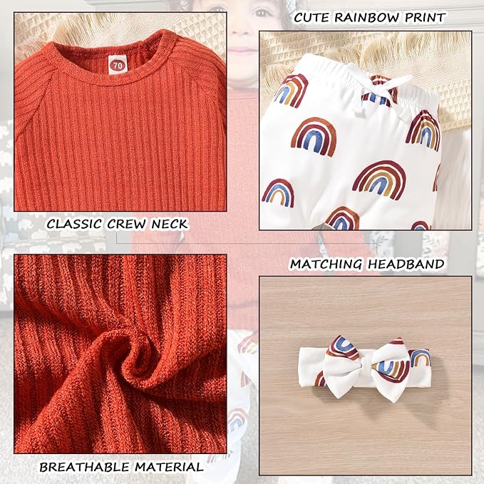 HINTINA Infant Baby Girl Knit Pullover Long Sleeve Sweater Outfits Fall Winter - Image 4