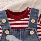 Baby Boy Clothes Fall Winter Outfits Long Sleeve Striped Romper Cute Cartoon - Image 4
